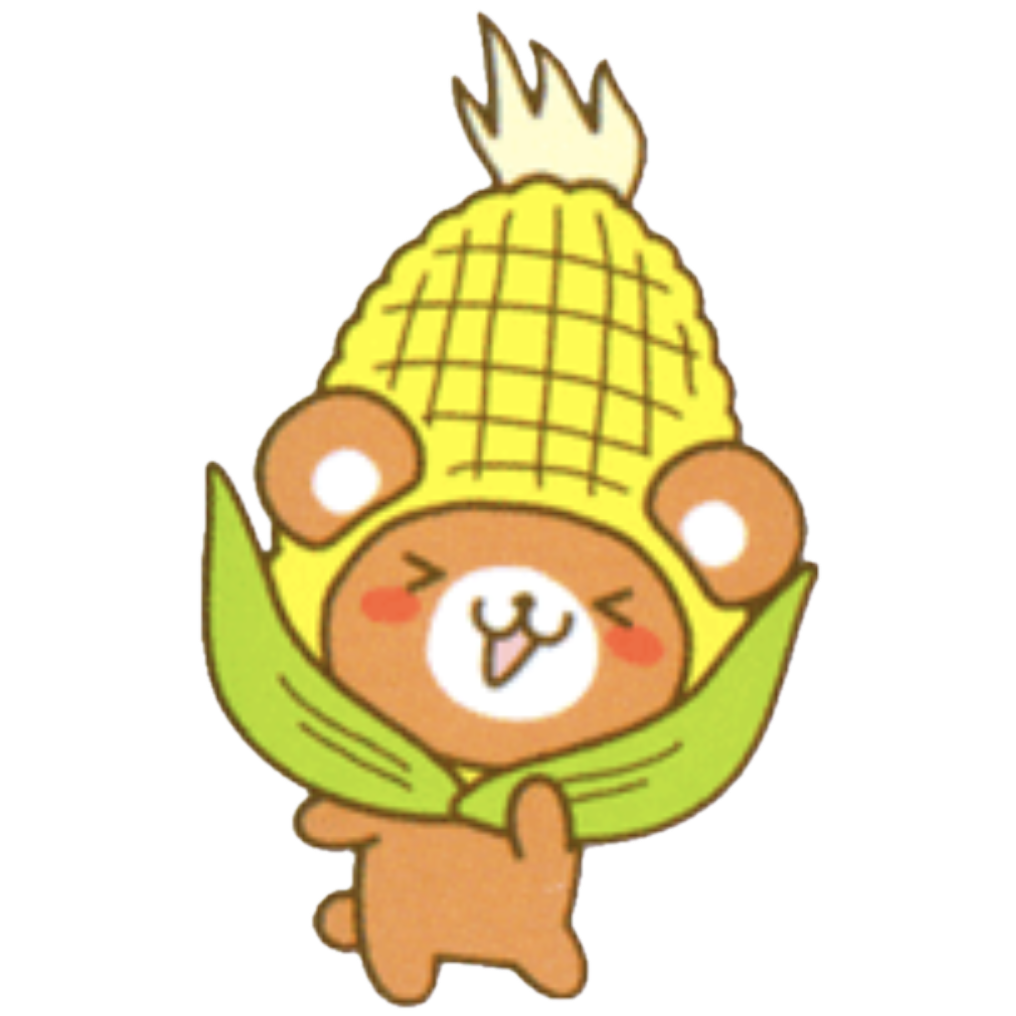 orange bear drawing with a corn hat